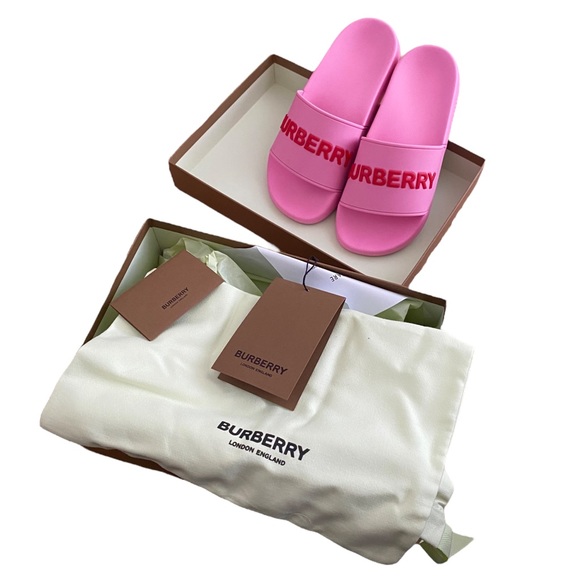 SOLD:Burberry Women's Furley Logo Slide Sandals - Bubblegum Pink, 39EU/9US - Picture 9 of 9
